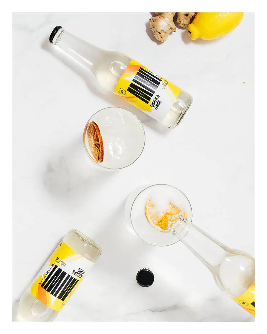KOMBUCHA GINGER & LEMON | 12 botellas 33cl - MIWI REAL DRINKS
